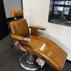 Vintage 1970’s  Koken Barber Salon Chair, Brown Tan