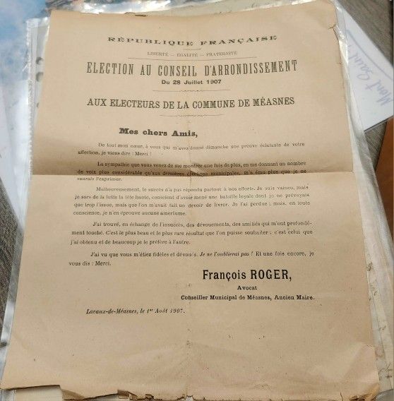 1907 French Election Concession Letter (Transcribed)