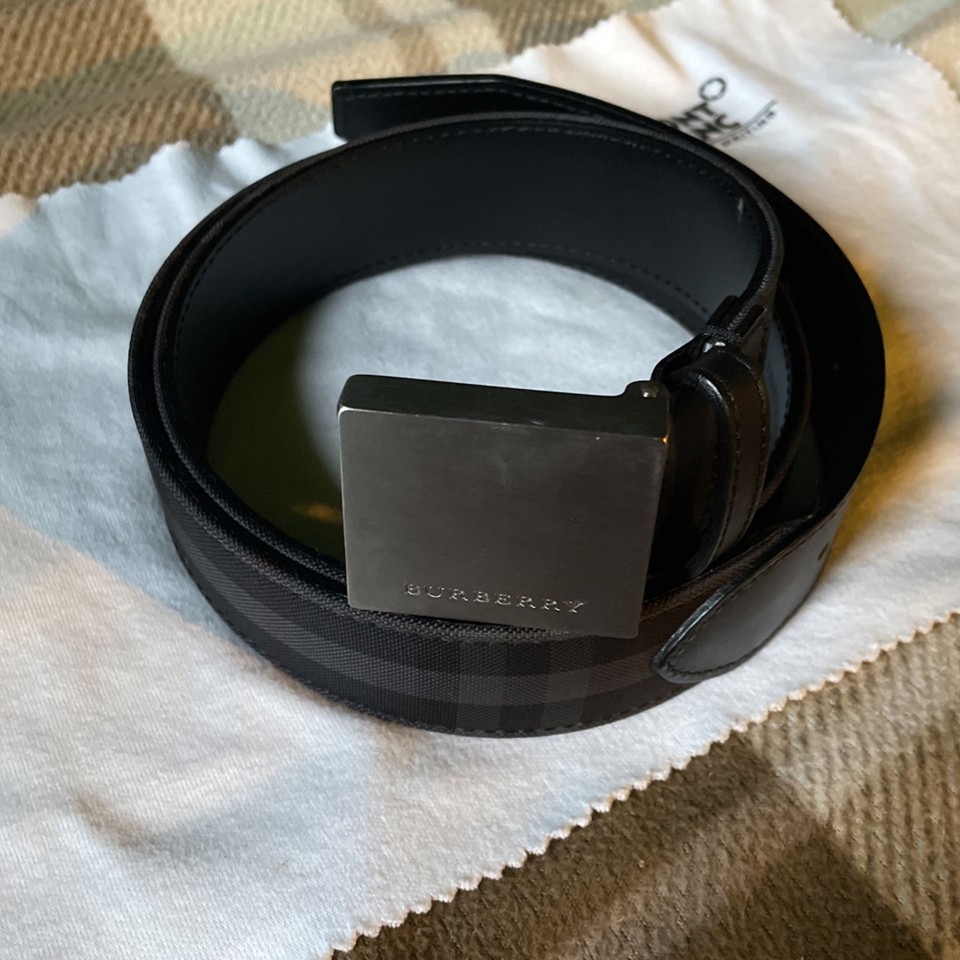 Black And Grey Burberry belt Authentic 