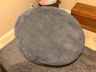 Large Round Bean Bag Chair Gray Corduroy