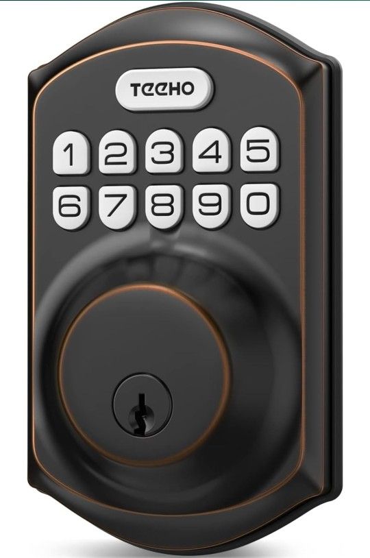 TEEHO TE001 Keyless Entry Door Lock with Keypad - Smart Deadbolt Lock for Front Door with 2 Keys - Auto Lock - Easy Installation - Oil-Rubbed Bronze