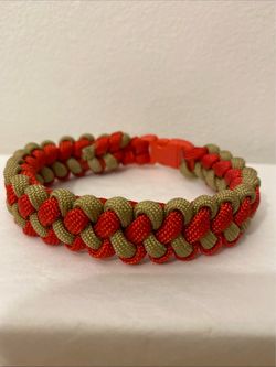 Handmade Paracord Bracelet Orange and Tan Fits 8” wrist 1