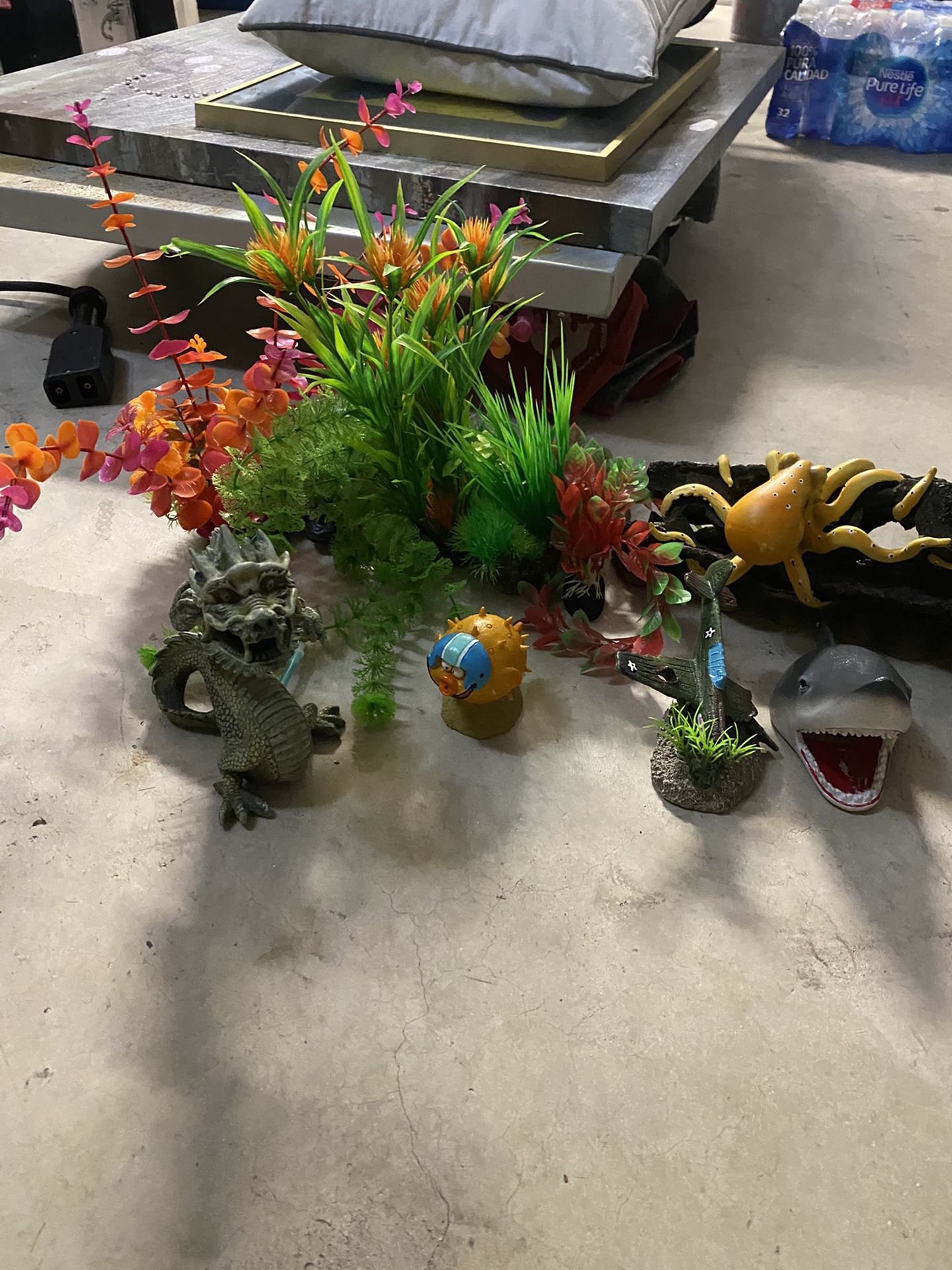 Assorted fish tank decorations