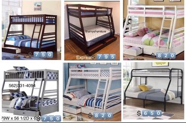 White Full / Twin Wooden Bunkbed With Both Nice Mattresses Included  👈🏼 