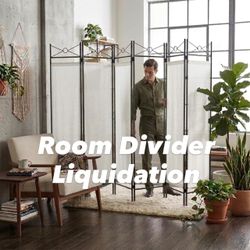 6-Panel Metal Frame Fabric Room Divider