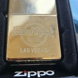 Collectible Zippo Solid Brass Hard Rock Hotel Las Vegas Lighter 2010 USA New