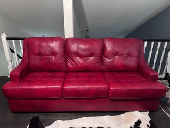 Custom Red Leather Sofa / Couch from Gallery Furniture