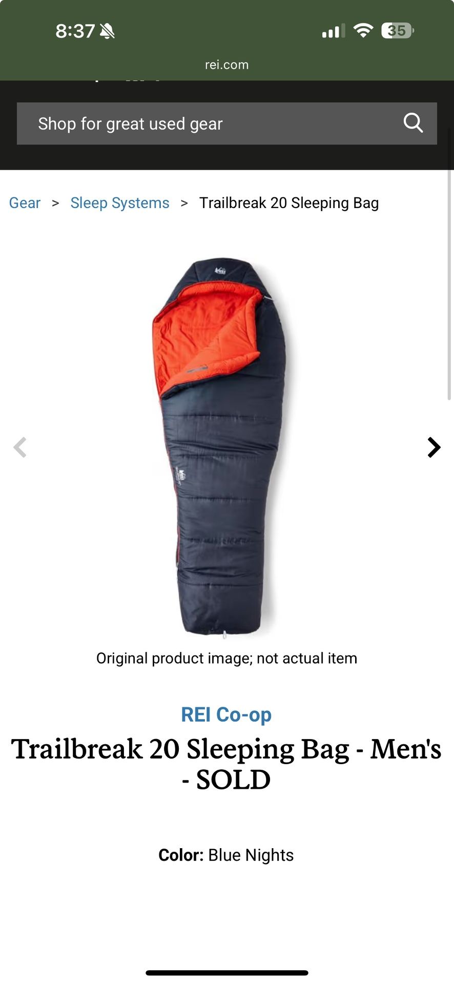 REI Coop Men’s Sleeping Bag Trail break 20
