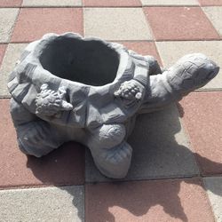 New Turtle Flower Pot Made Out Of Cement Perfect Gift For Any Occasion 