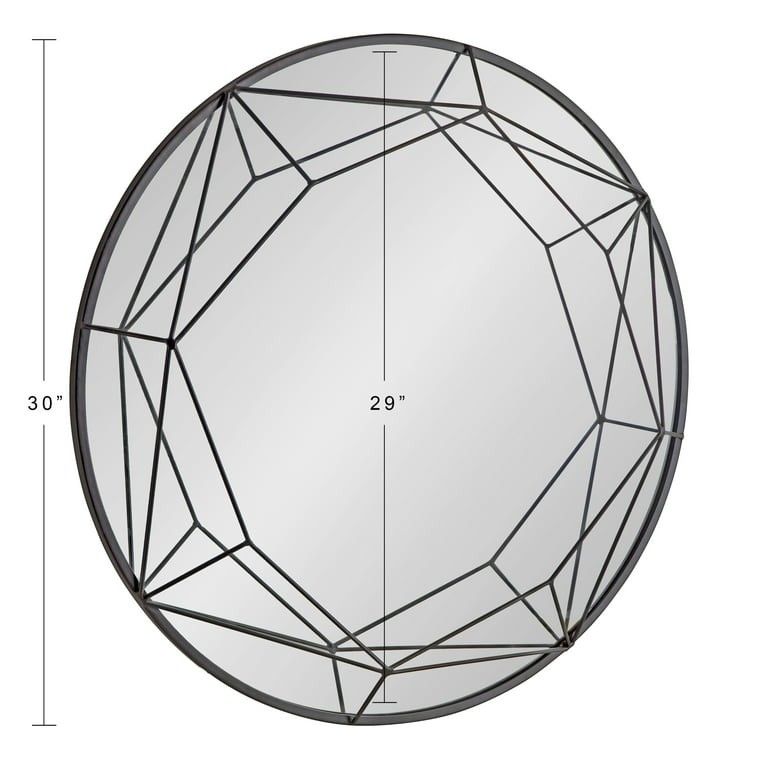 Kate & Laurel Uniek's 217777 Modern Glam Round Wall Mirror, 30 Diameter, Chic Contemporary Accent Mirror for Wall