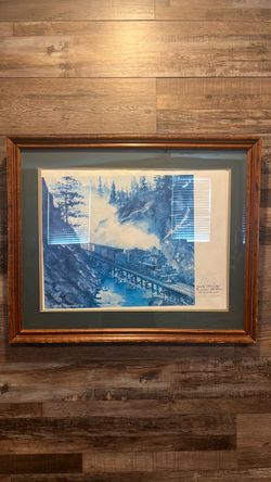 Framed Steam Train Watercolor Print