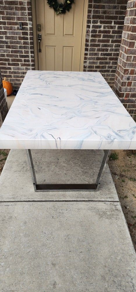 White Faux Marble Table
