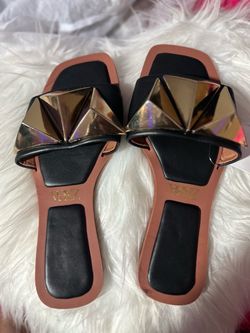 Zara Flat Sandals with Gold Stud Detail