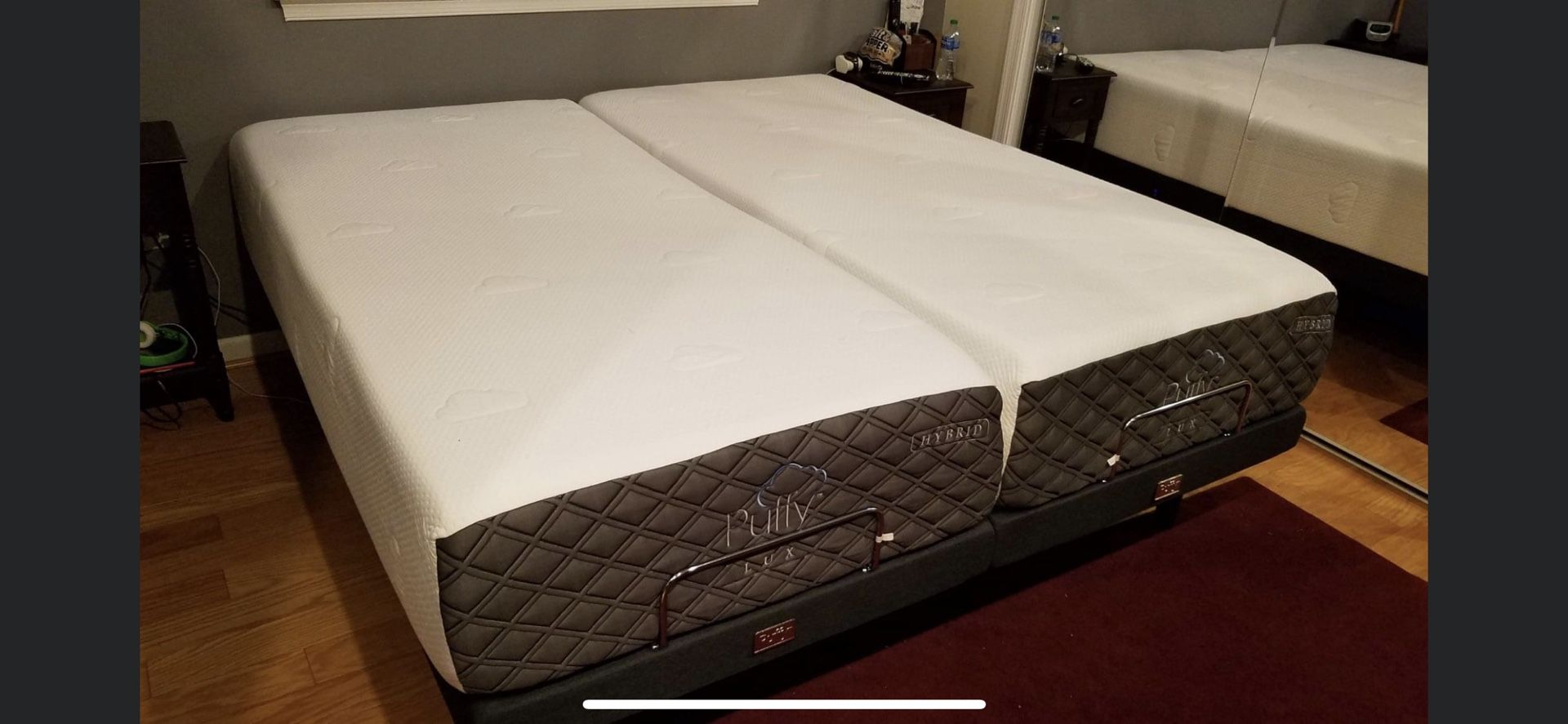 Puffy Lux Hybrid 2 Twin XL/Split King Mattress and Adjustable Frames