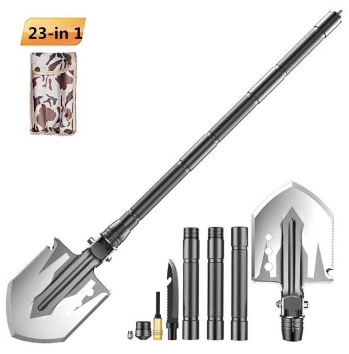 NEW! Ultimate Survival Tool 23-in-1 Folding Shovel