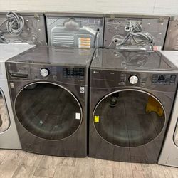 LG Thin Q washer and dryer set electric read description