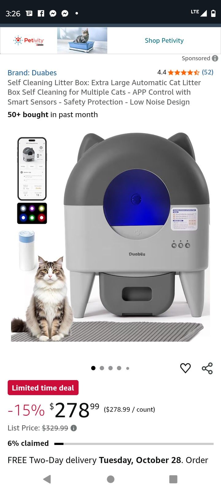 Automatic Cleaning Litter Box. Wifi Capable.