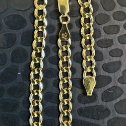 Gold Over Silver Cuban Curb Bracelet 8" 6MM