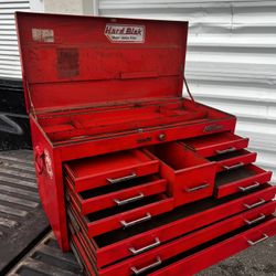 Vintage Mac Tool Box Steel Mechanics Top Shop Chest Lift Top W/ 10 Drawers! 33x16x19in  Drawers all slide great. No keys. Unlocked 