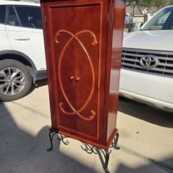 Wood Cabinet Armoire On Metal Base