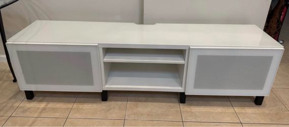 IKEA Glassvik Wood with Glass top  Media Console / TV Stand – White
