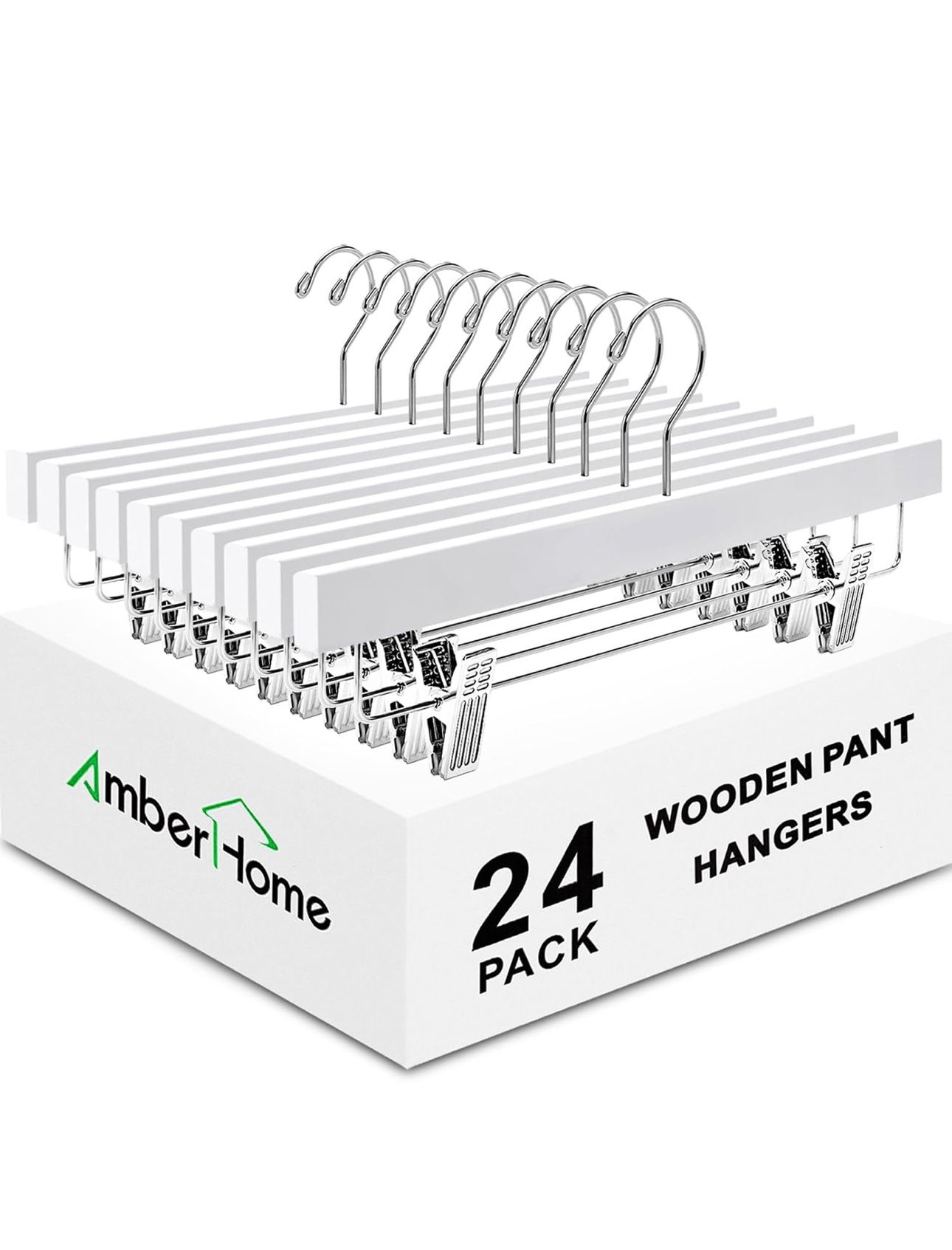 24 white Wooden Pants hangers