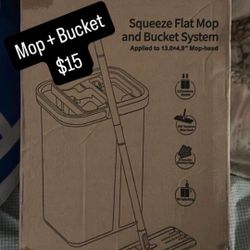 Squeeze flat mop and bucket