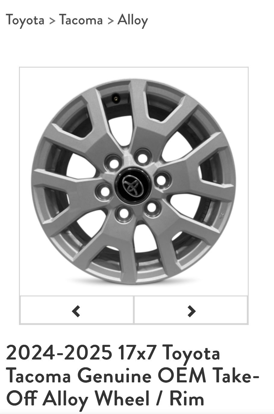 Genuine OEM Take-Off set Wheels For 2024-2025 Toyota Tacoma 17" Silver Alloy Rim