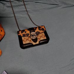 Coach Leopard Leather Gold Chain Purse