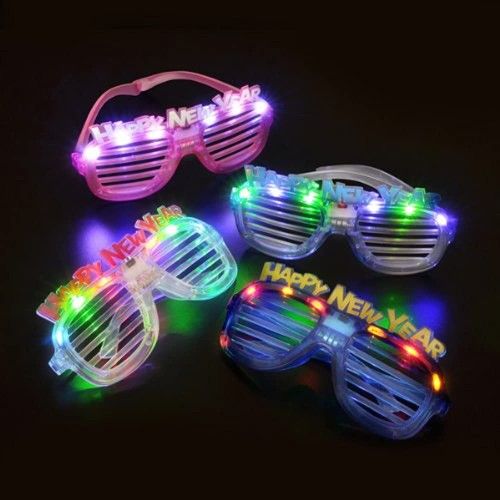 4x Pairs of HAPPY NEW YEAR LED Flashing Light up Party Glasses Shades

