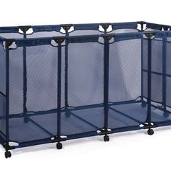 NEW! Pool Storage Bin Rolling Cart Organizer, Mesh, Large Capacity 64.57" L*30.51" W*33.46" H- BLACK