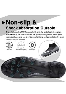 Soccer Cleats Mens High Top Football Cleats （10.5 Women/ 9 Men）black  Thumbnail