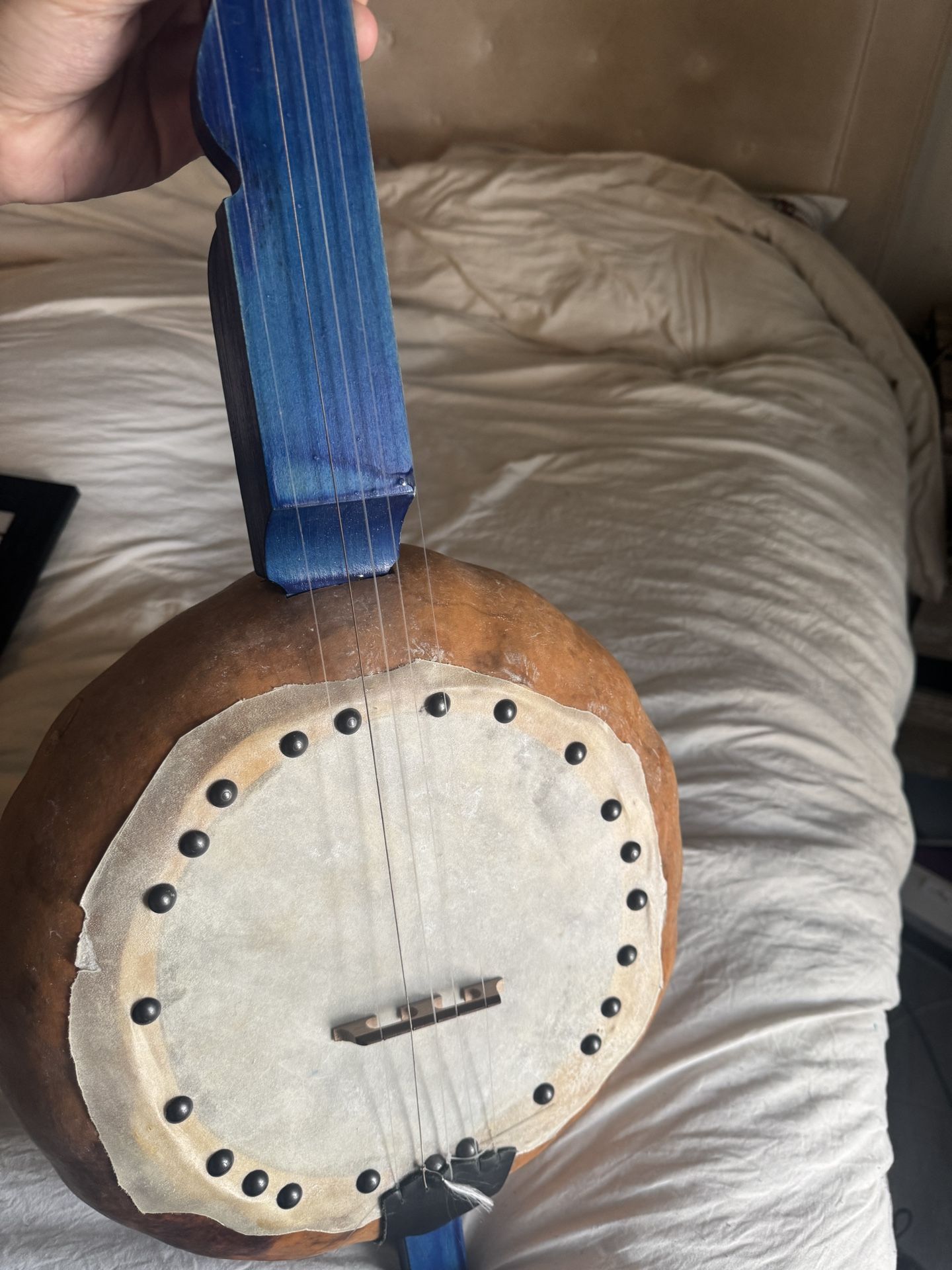 Carver Fretless 5 String Gourd Banjo Tack Goat Skin Head