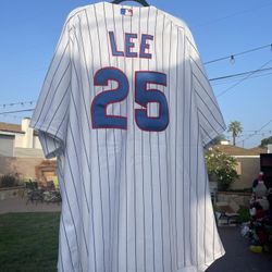 Derrek Lee #25 Chicago Cubs Pinstripe Home Jersey 