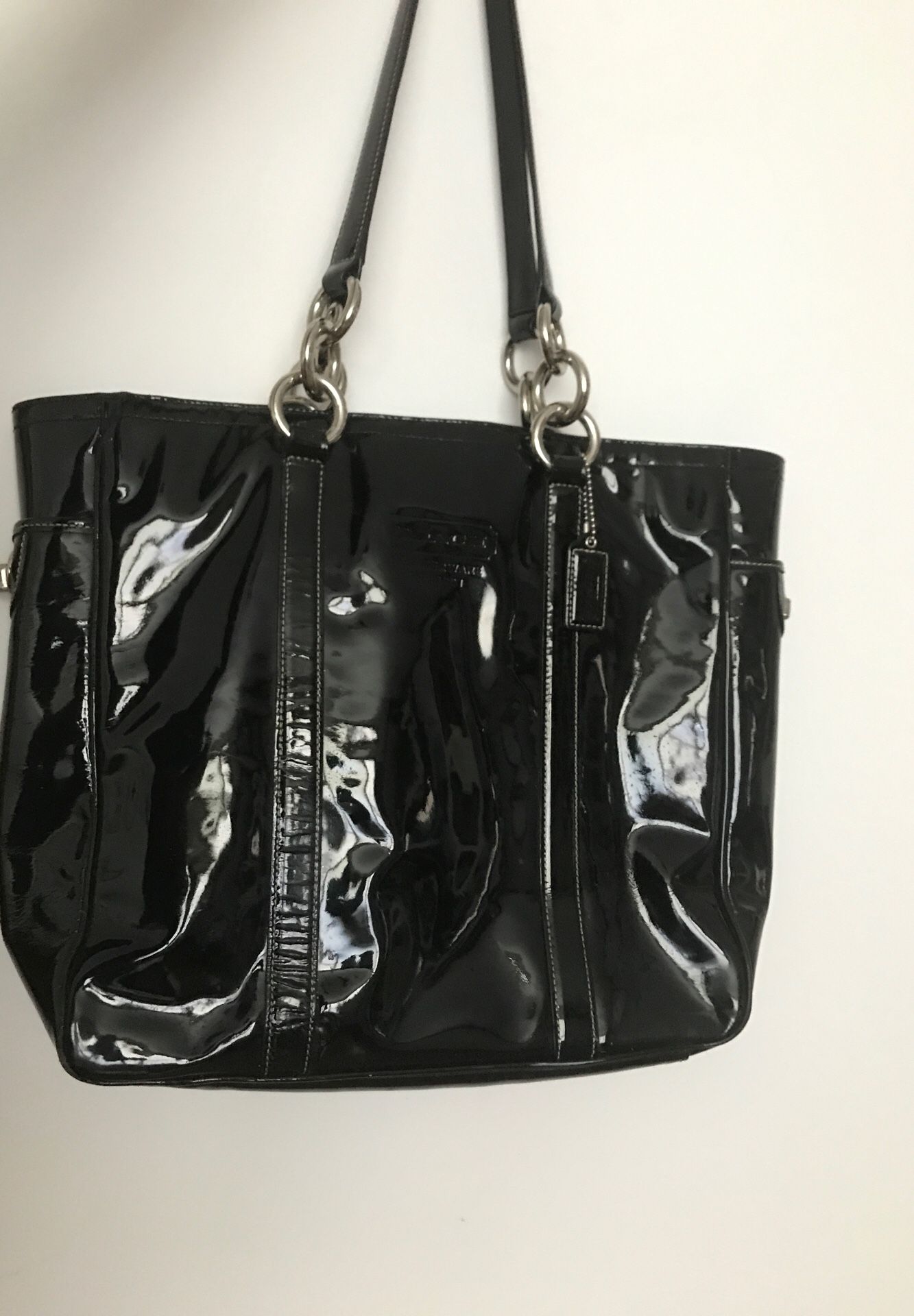 Black patent leather coach bag