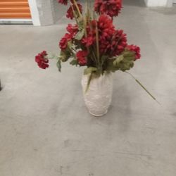 White Vase With Gold Trim Flowers 