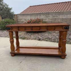 Beautiful Rustic Style  Solid Wood Console Table w/ Turned Legs (Read Description)