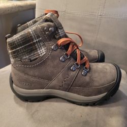 New Womens Size 7.5 Gray Keens Hi-top Waterproof Boots Hiking Shoes