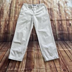 Tommy Hilfiger Womens Straight Leg Beige Chino Flat Front Pants Size 34/30