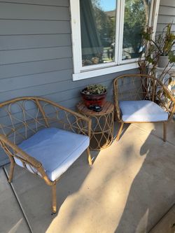 Wicker Patio Chair Set with Cushions
