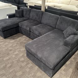 Black Double Chaise Sectional 