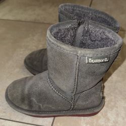 BearPaw Emma Toddler Gray Suede Sheepskin Wool Blend Shearling Boots Size 10