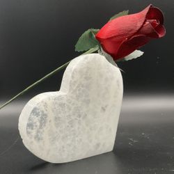 Selenite Heart And Flowers 