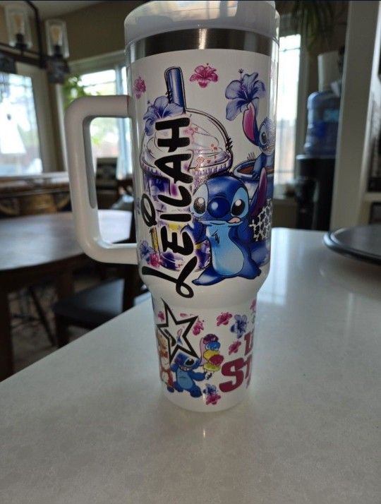 Custom Printed LEILAH 32 0z  Insulated Lilo And Stitch Stainless Steel Cup.