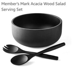 New!Member's Mark Acacia  Hand Made Wood Salad Serving Set ( Reseda ca 91335)