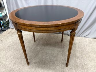 DREXEL HERITAGE Vintage French Neoclassical Card Table w/ Pull Out Drink Tray