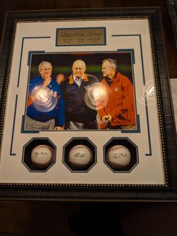 Nolan Ryan and George W. Bush Sr. And jr.  Framed memorabilia art