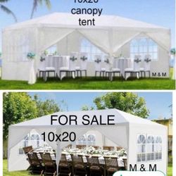 10'x20' Outdoor Canopy Party Wedding Tent White Gazebo Pavilion with 6 Side Walls