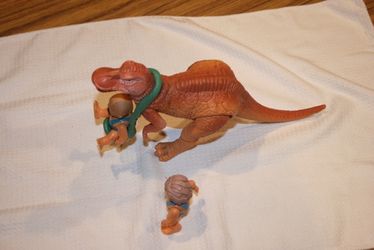 1987 Playskool Definitely Dinosaurs Anatosaurus, Zorg Cavemanand Thrax Cavemen  