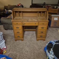 Amish Double Pedestal Rolltop Desk 